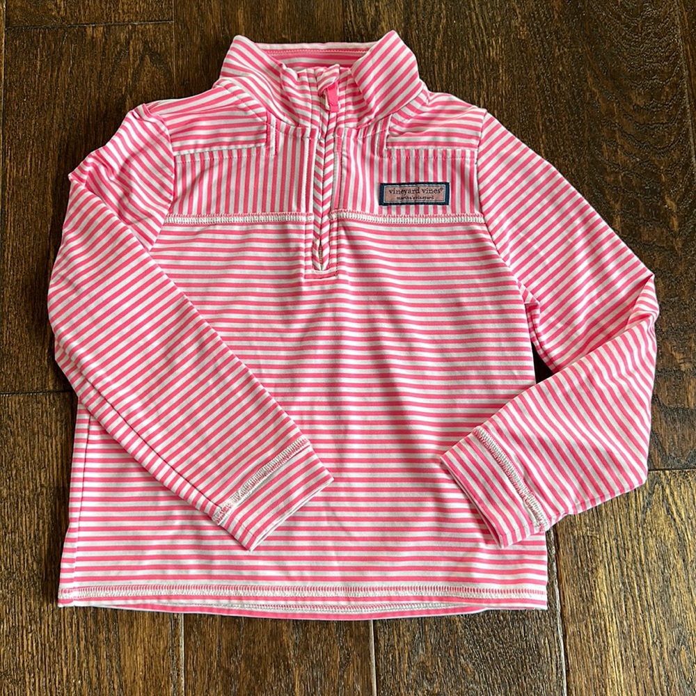 Vineyard vines, pink and white light weight pullover 4T